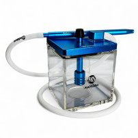 Vodní dýmka MS Micro Cube - Blue/Clear - pohled zepředu