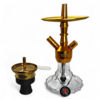 Vodní dýmka AMY Deluxe Alu Brilli S gold - transparent - korunka dole