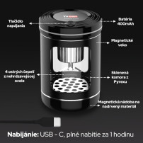 Yocan Draco Mini - Elektrický grinder - infografika části zapalovače