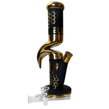 Skleněný Bong - BLAZE Glass Honey Gold - pohled na vytažený kotel a downpipe