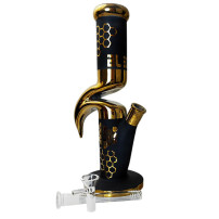 Skleněný Bong - BLAZE Glass Honey Gold - pohled na vytažený kotel a downpipe