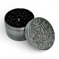 Grinder drtička 60mm/4 Silver THC Molecule - zepředu