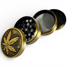 Grinder drtička 50mm/4 Gold Geometrical Leaf - rozložená