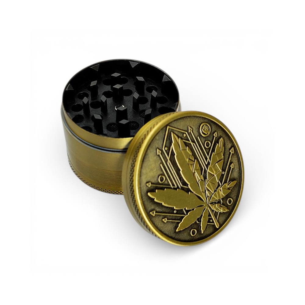 Grinder drtička 50mm/4 Gold Geometrical Leaf - zepředu