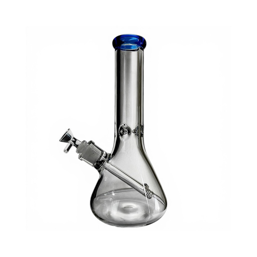 Skleněné bongo Clear - Blue Top - z boku