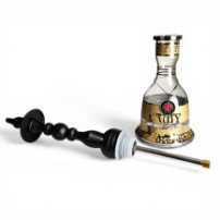 Vodní dýmka AMY Deluxe Little Kura Black - Gold - tělo a váza vodní dýmky