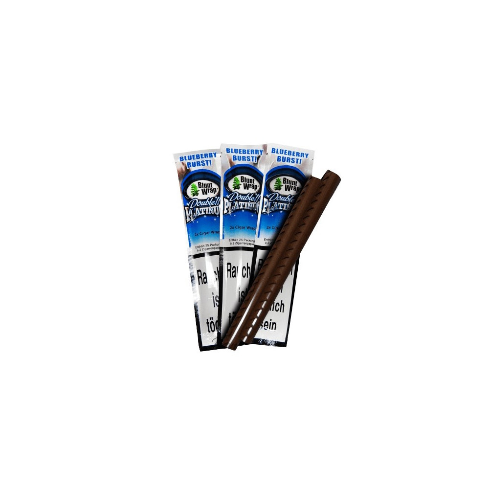 Blunty Platinum - BLUE (Blueberry Burst) - tři balení bluntů a tabákové blunty