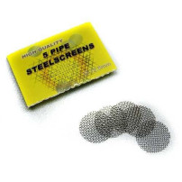 Malá sítka do dýmky a bongu 12,5 mm - sítka a jejich obal na bílém pozadí